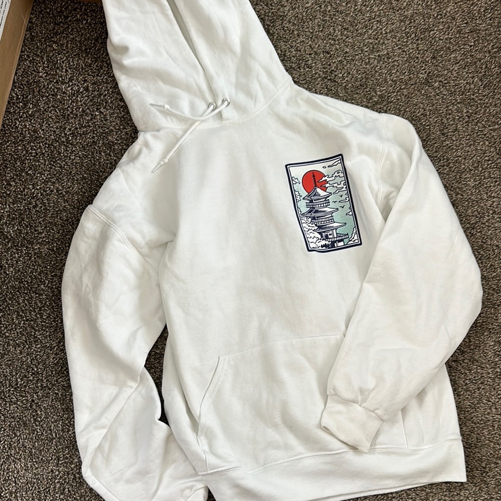 White Japan Hoodie with Graphic Print